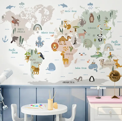 Animal Map Decoration Self-adhesive Stickers