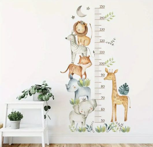 Animals Self-Adhesive Height Chart Wall Sticker