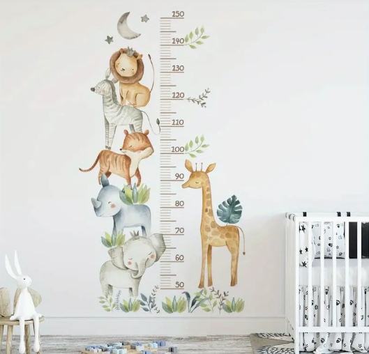 Animals Self-Adhesive Height Chart Wall Sticker