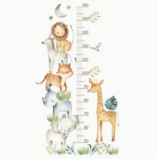 Animals Self-Adhesive Height Chart Wall Sticker