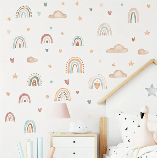 Rainbow Heart Clouds Vinyl Wall Stickers