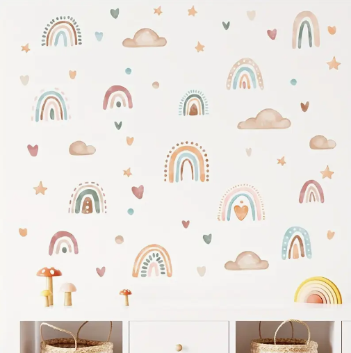 Rainbow Heart Clouds Vinyl Wall Stickers