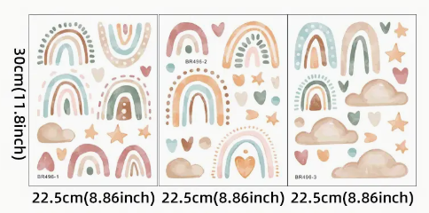 Rainbow Heart Clouds Vinyl Wall Stickers