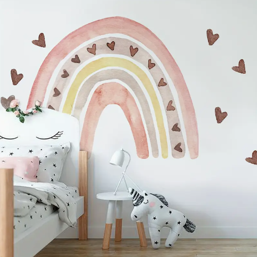 Enchanting 3D Watercolor Rainbow Heart Decal