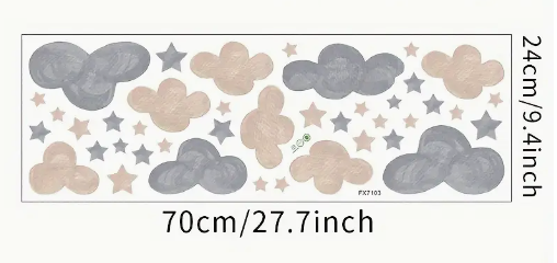 Watercolor Clouds and Stars Wall Stickers