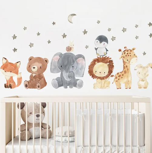 Cute Animal Stars Moon Wall Stickers