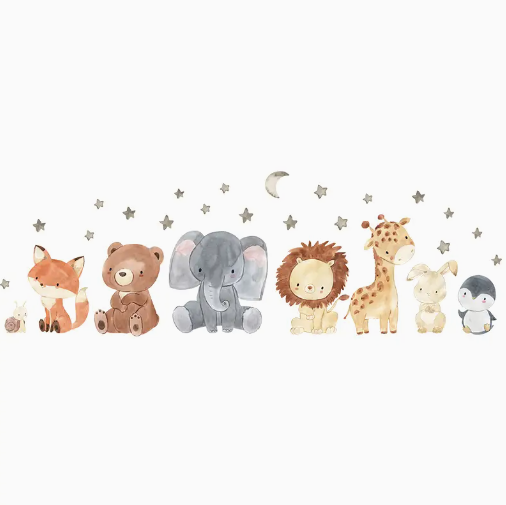 Cute Animal Stars Moon Wall Stickers