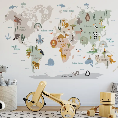 Animal Map Decoration Self-adhesive Stickers