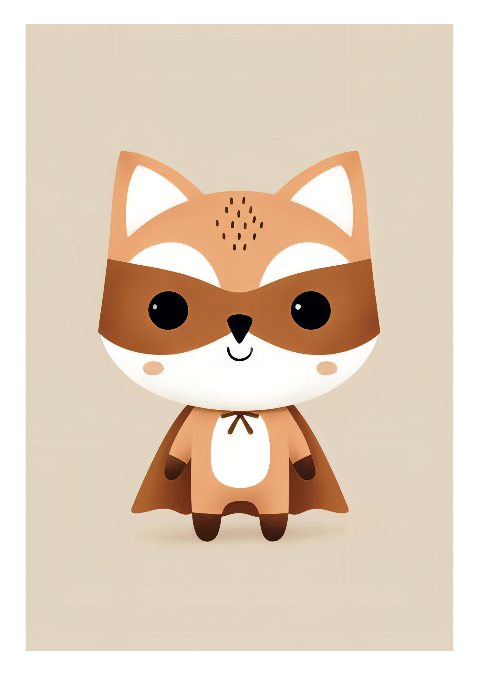 Unframed print "Cute little Super Hero Fox"