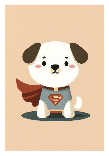 Unframed print "Cute little Super Hero Dog"