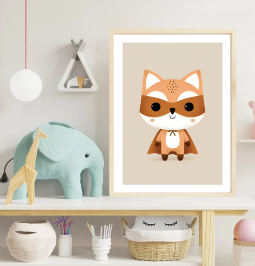 Unframed print "Cute little Super Hero Fox"